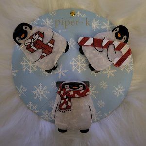 Piper K Winter Penguin Hair Clips